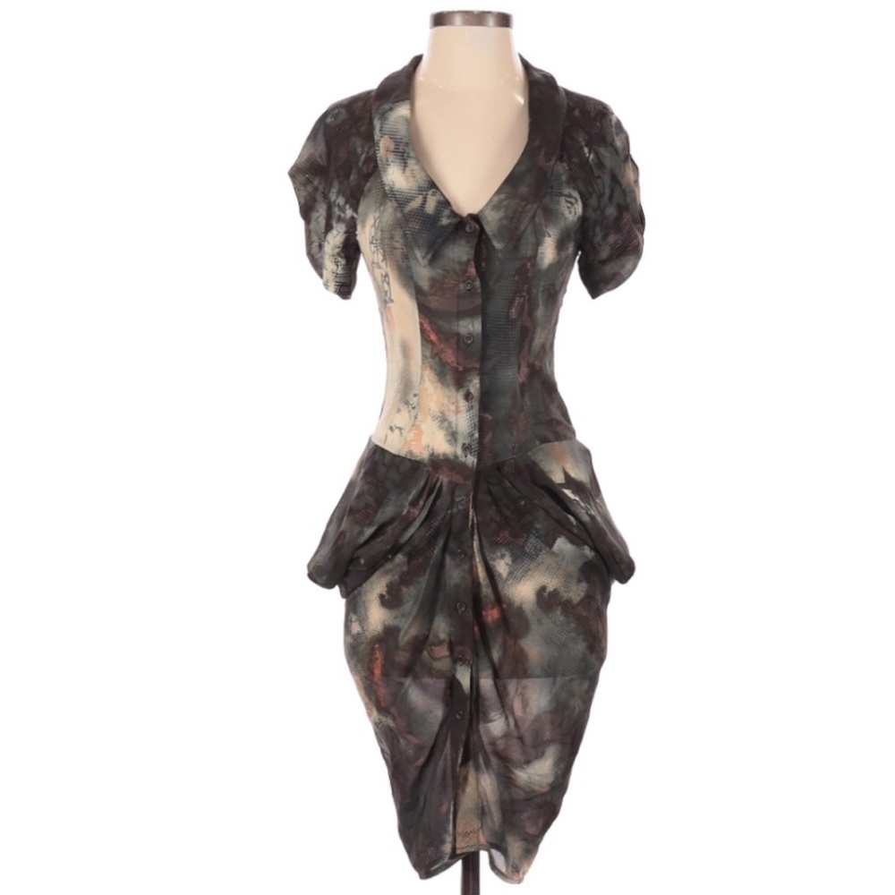 Allsaints Button Down Silk Dress Sz US 4